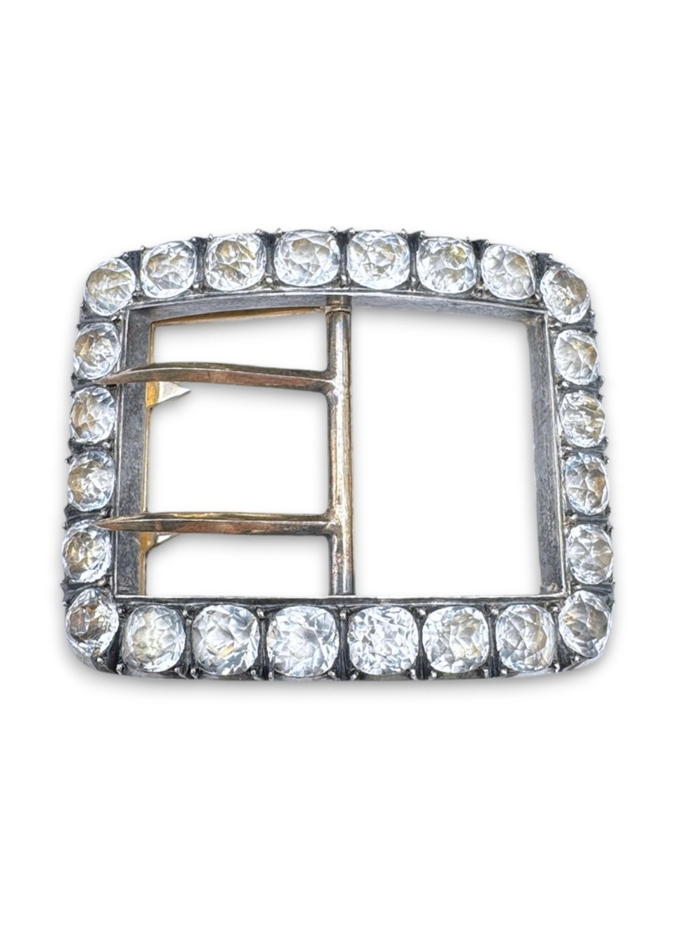 Large Antique Georgian Clear Paste Glass Stone Shoe Buckle